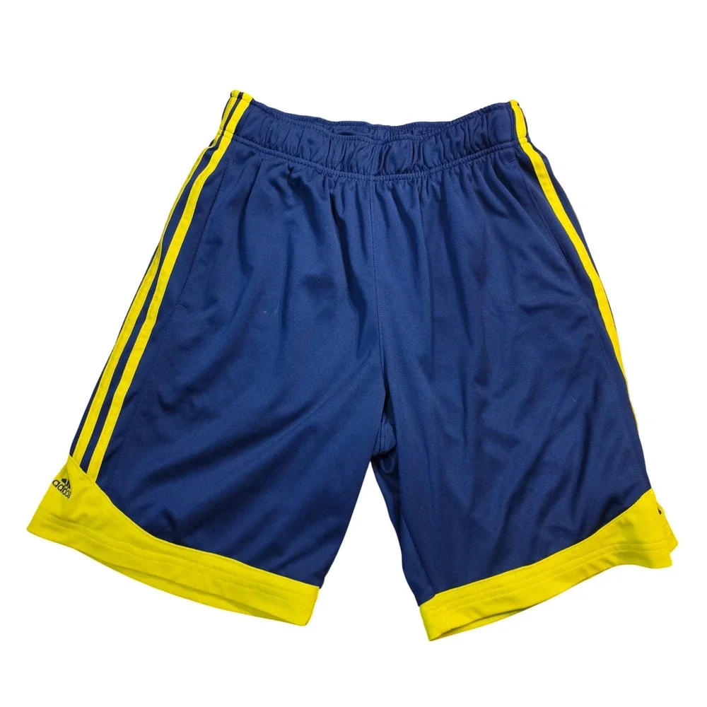 Adidas Michigan‎ Dazzle Boys Navy Blue Yellow Mesh Athletic Shorts Size Large